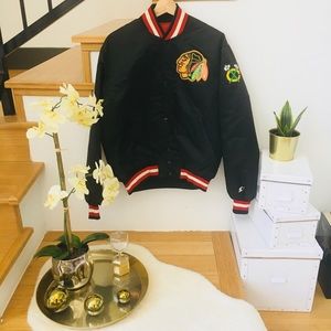 Vintage Starter NHL Blackhawks Satin Bomber Jacket
